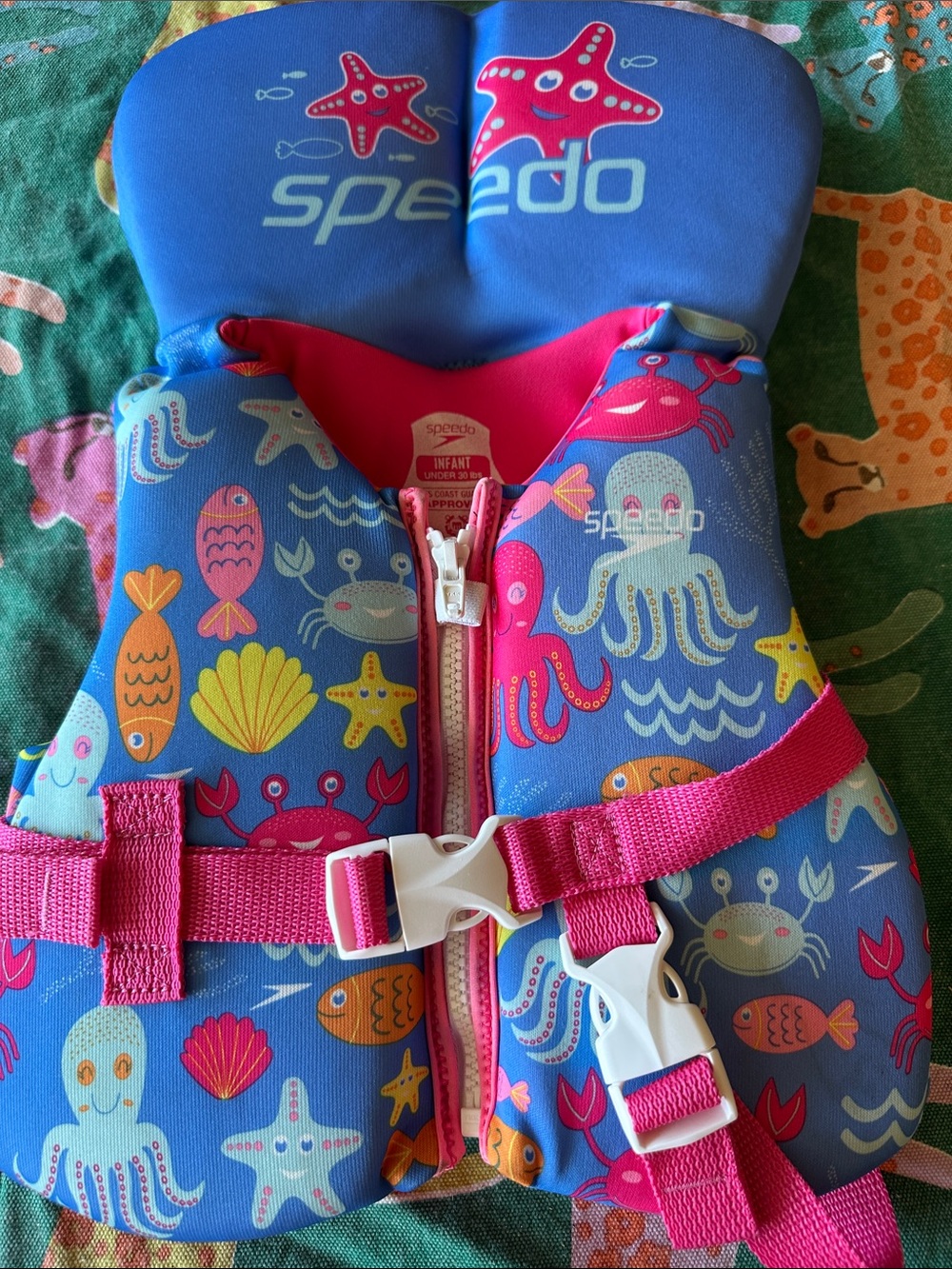 Speedo Kids infant Blue & Pink Ocean Critter Swim Vest
